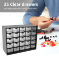 25 Drawers Stackable Storage Cabinet Tool Parts Storage Clear Organizer with Drawers Table Drawer Organizer For Screw Nut Nails. 