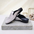 New Nagra JS-112336 Absolutely Uncommon Fashion Leather Embroidery Stylish Pattern Special Sole Beach half shoes Slippers - White. 