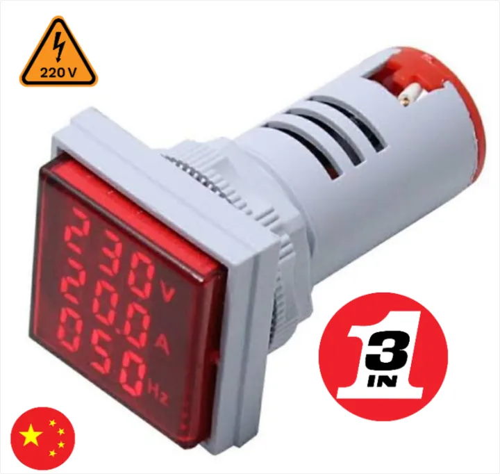 Panel Digital imported RED( 3 in 1) Volt and Ampere, HZ Meter Light ...