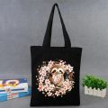 1pc Stylish Ailurus Fulgens Sakura Koala Print Black Tote Bag Eco Friendly Spacious Bag School Travel Yoga Bag Daily Use. 
