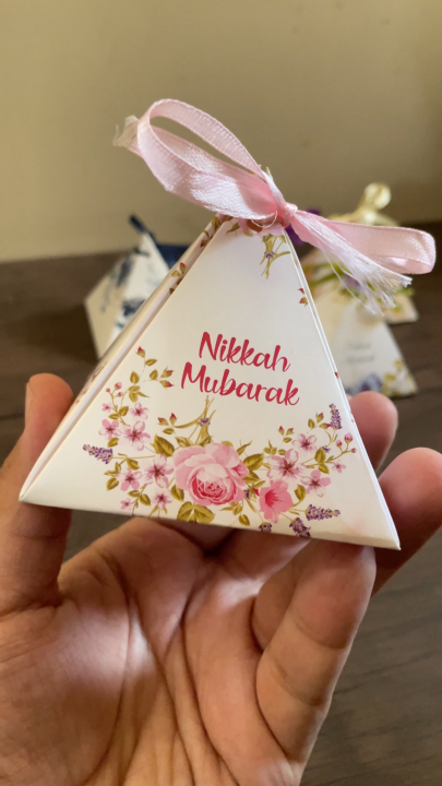 Nikkah Bid Box (100Pcs) Nikkah Box Traingle Shape In Premium Quality, Nikkah Mubarak Box