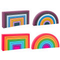 Montessori Wooden Rainbow Stacking Game,Eight Layers Square/Arch Colorful Stacker,Color Recognition Building Blocks Toys. 