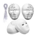 5 Pcs DIY Full Face Craft Masks Blank White Paintable Paper Mache Mask for Masquerade Cosplay Halloween Mardi Gras Party Prop.