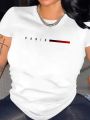 Paris Letter Print Plus Size T-shirt Women's Harajuku Short Sleeve Casual Women's T-shirt Clothing Street Tees Aesthetic Clothes.