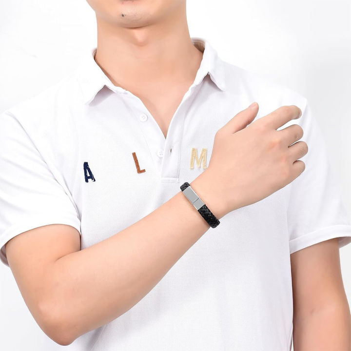 Cremation%20Jewelry%20Leather%20Bracelet%20Bangle%20Wristbands%20for%20Men%20Women%20Stainless%20Steel%20Magnetic%20Braided%20Cuff%20Jewelry%20Keepsake%20-%20Image%206