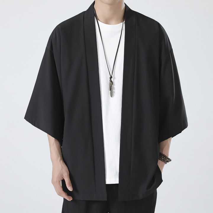 Black%20Samurai%20Clothing%20Japanese%20Style%20Cosplay%20Kimonos%20Shirt%20Traditional%20Haori%20for%20Women%20Men%20Harajuku%20Fashion%20Cardigan%20Yukata%20-%20Image%202
