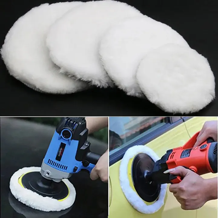 5Pcs Wool Car Polishing Pad Set For Polisher Machine Waxing Polishing Buffing Auto Paint Care Polisher Pads 3/4/5/6/7 Inch