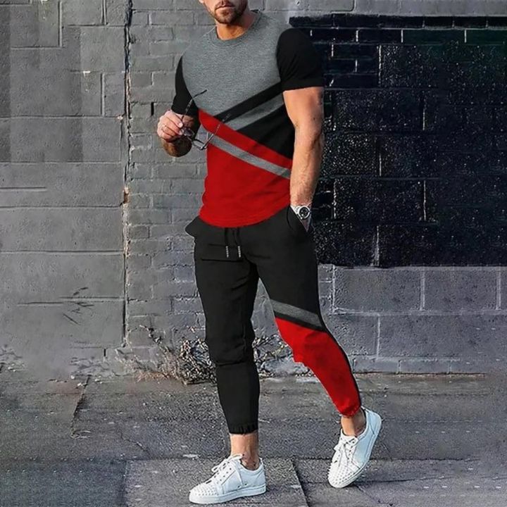 Summer%20Men's%20Fashion%20Gradient%20Splicing%20Printed%20Soft%20and%20Breathable%20Round%20Neck%20T-shirt%20Pants%20Set%20Outdoor%20Casual%20Clothing%20-%20Image%207