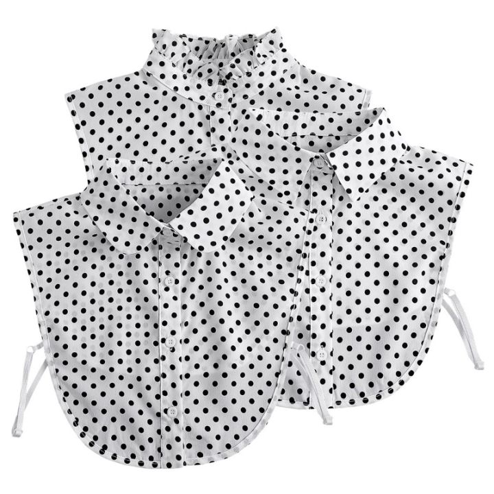 Cotton%20Front%20Tie%20for%20Women%20Polka%20Dots%20Fake%20Collar%20Lapel%20Detachable%20Collar%20Shirt%20Stand%20Detachable%20Female%20False%20Collar%20Decor%20-%20Image%204