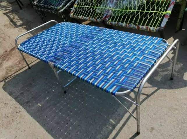 folding bed folding charpai heavy gauge pipe blue color