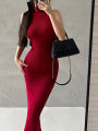Red Skinny Sexy Turtleneck Midi Dress Women Evening Party Ladies Elastic Hip Wrap Elegant Bodycon Dresses Y2k Clothing. 