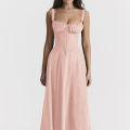 Summer Women flowers Print Long Dress Adjustable Straps Midi Corset Vacation Beach Dress Flowy Slit Lace Up Going Out Dresses. 