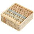 1pc Khaki/Wine Red Non Woven Multi Grid Underwear Sock Storage Box Household Wardrobe Organization and Storage. 