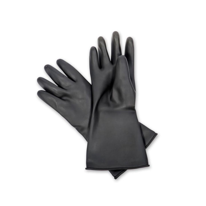 13-Inch Black Industrial Rubber Hand Glove - Cleaning, Safety, and Multipurpose Use (Free Size, Size G)