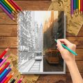 1 Pc Architectural Street Scene  Coloring Book, Thick Paper, Creative  Choice. 