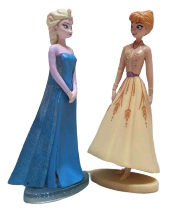 Disney Frozen Princess Anna Queen Elsa  Dolls PVC 4" Figures Lot Of 2 Toys