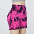 Women Tie Dye Sports Shorts Seamless Slim Leggings Gym Workout Running Seamless Sexy Hip Liftting High Waist Stretch Yoga Shorts. 