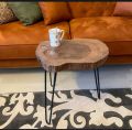 Custom Live Edge Coffee Tables – Rustic Minimalistic  sheesham Wood Slab Tables with Hairpin Legs – Natural Round Center Table for Living Room. 
