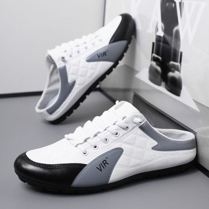 2023 Fashion men New Style lat-soled Wild Flat-bottomed Summer Thin Section Baotou Half Slippers