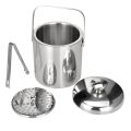 1.3L Double Walled Stainless Steel Ice Cube Container Ice Bucket Container with Tongs Lid For Storage Bar Cooler. 