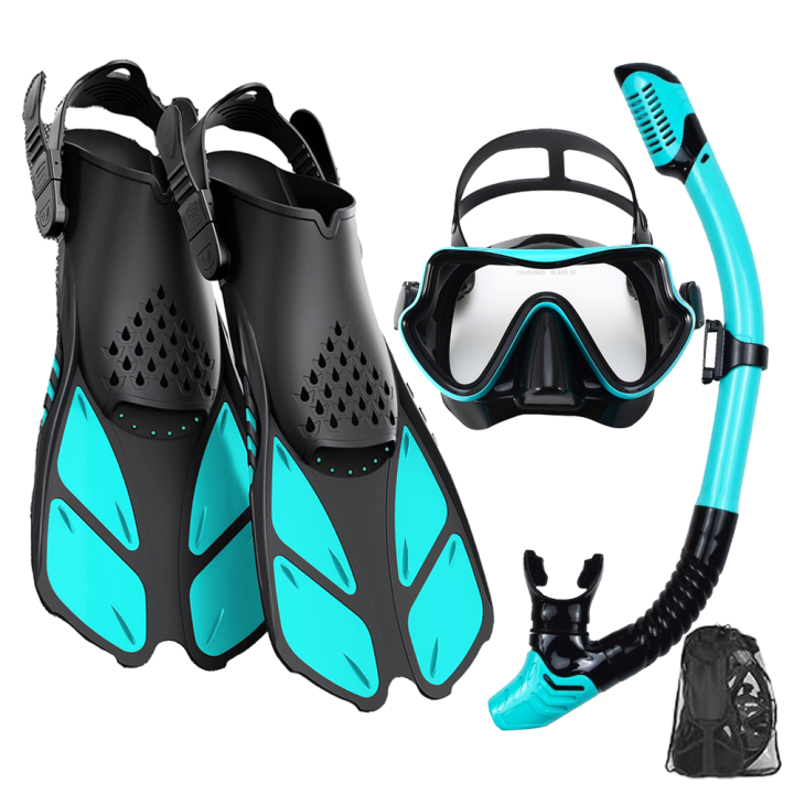 Mask Fins Snorkel Set, Snorkeling Gear for Adults, Panoramic View ...