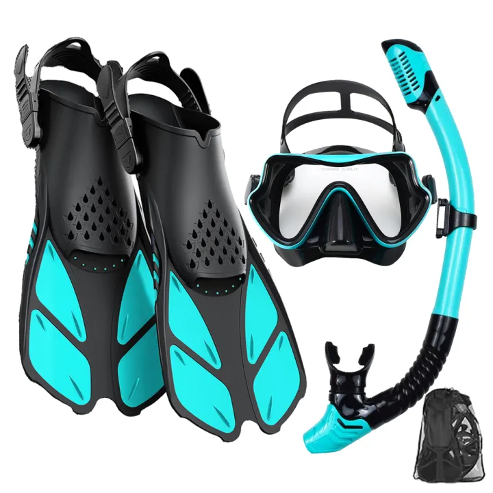 Mask Fins Snorkel Set, Snorkeling Gear for Adults, Panoramic View ...