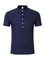 European and American New Men's Casual Suit Solid Color Stand Tie Pocket Polo Shirt+Casual Loose Pants Two-piece Set.