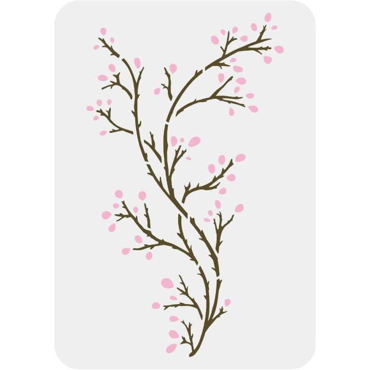 Branch Painting Stencils 11.7x8.3 inch Large Bare Branches Budding Flower Drawing Stencil Plastic PET Tree Branch Stencil DIY