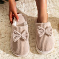 Fashion Women's Bow Slippers Fall/Winter Indoor Bedroom Floor Lightweight and Comfortable&Soft Warm Slippers for Home.