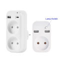 EU Plug Conversion 2 Socket Plug Multifunctional Socket Portable with USB Type-C Port German Spain French Russian Power Adapter. 