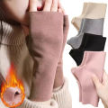 1/2pairs Autumn and Winter Warm Gloves Women's Winter German Velvet Half Finger Plus Velvet Open Finger Telefingers Gloves.