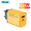 120W USB+Type C Fast Charging GaN Mobile Phone Charger With Light For Iphone 16 15 Samsung Xiaomi Huawei Charging Adapter.
