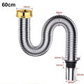 40Cm 60Cm Stainless Steel Kitchen bathroom Sink Siphon Waste Drain Flexible Pipe Hose Home Retractable Drainage Tube. 