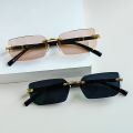 2 Pairs of Frameless Minimalist Style Small Frame Fashionable Glasses Y2K Style Men's and Women's Decorative Sunglasses. 