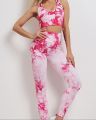 Women's Tie Dye Workout Set Scrunch Butt Lifting Printed Yoga Leggings with Bra Top. 