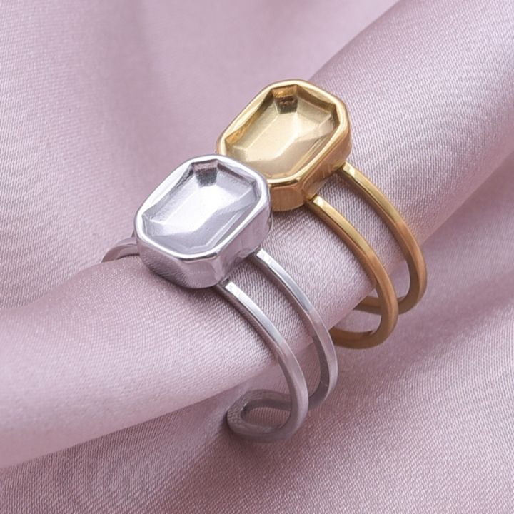 Irregular Rectangular Smooth Concave Surface Fashion Gold Plated Ring ...