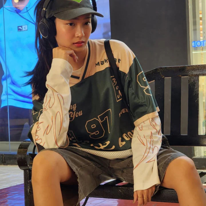 2026%20New%20Women's%20Spring/Summer%20Y2K%20Fashion%20Casual%20Golden%2097%20Mesh%20Jersey%20Oversized%20Breathable%20Speed%20Drying%20Sports%20T-shirt%20-%20Image%202