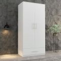 2 Doors Wardrobe Cabinet with one Drawer Large Armoire Cabinet Clothing Storage Organizer for Bedroom. Home Decor. 
