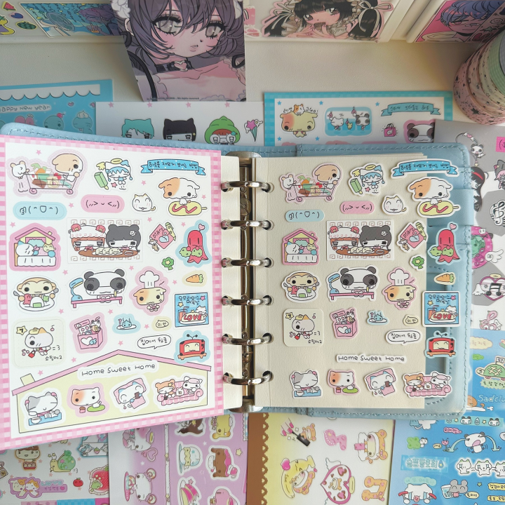 1/9PCS Korean Cartoon Animal Cute Daily Stickers Cute Girl Sticker Hand ...