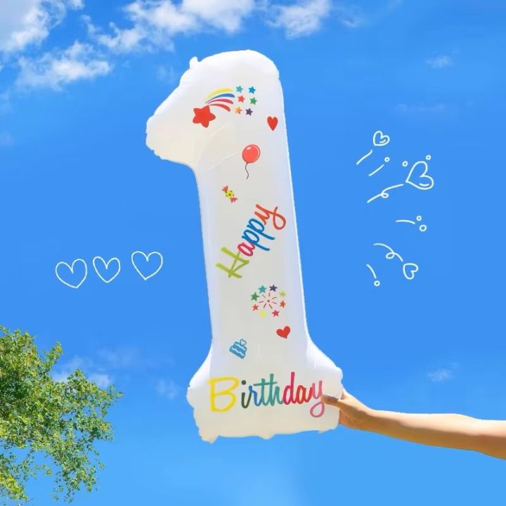32 Inch Number Balloons Printed Birthday Happy Numbers 0-9 Digit Aluminum Film Balloons Kids Adult Birthday Party Holiday Decora