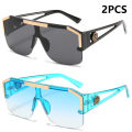 2PCS New Lion Head Integrated Sunglasses Trendy Large Frame Sunglasses Female Personalized Hollow Leg Sunglasses 6922.