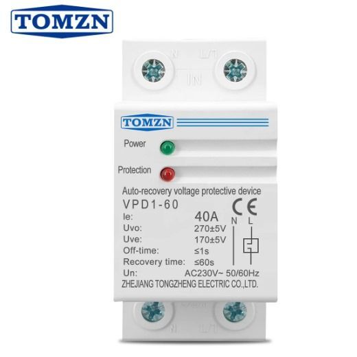 1 pcs 40A 230V Din rail automatic recovery reconnect over voltage and under voltage protective device protection relay