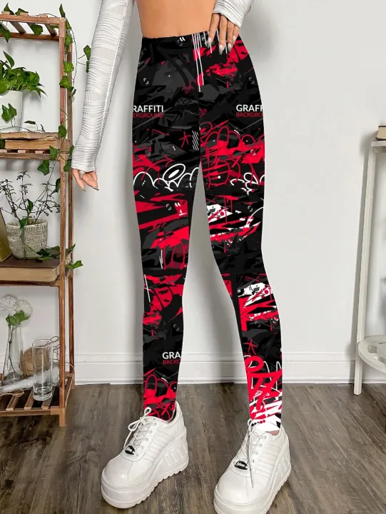 Fashion%20Trend%20Personality%20Graffiti%20Printed%20Leggings%20Women's%20High%20Stretch%20Leggings%20Letter%20Printed%20Slim-fit%20Nine-point%20Pants%20-%20Image%206