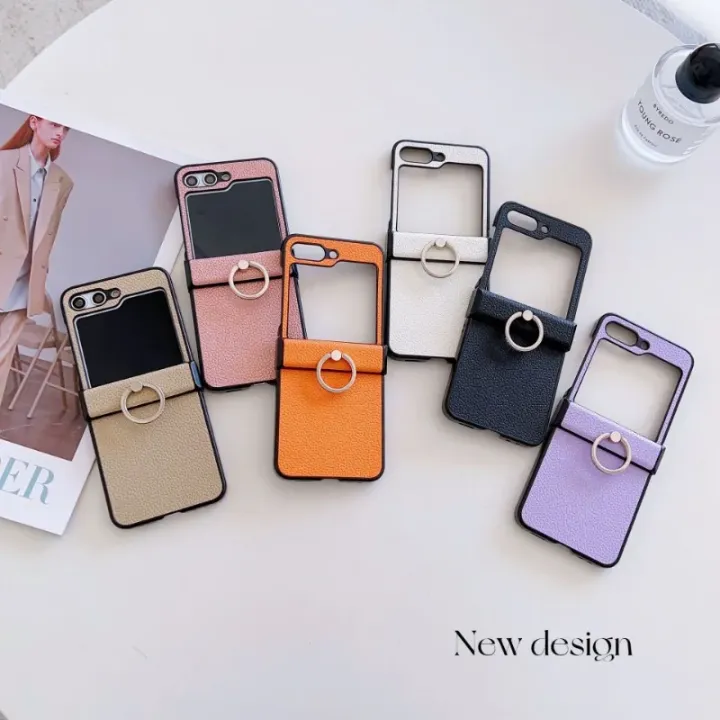 Litchi%20Patterned%20Leather%20Phone%20Case%20for%20%20%20Z%20Flip%207%206%205%204%203%20Flip6%20Flip5%20Flip4%20Flip7%205G%20Ring%20Holder%20Shockproof%20Cover%20-%20Image%206