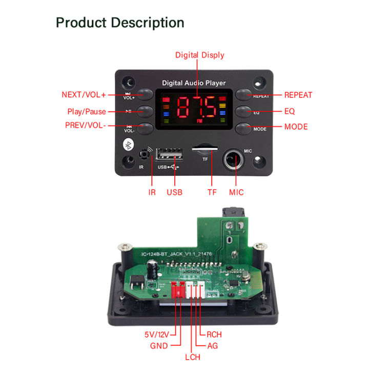 DC%2012V%20Bluetooth%205.0%20DIY%20MP3%20WMA%20Decoder%20Board%206.5mm%20Microphone%20Car%20Audio%20USB%20TF%20FM%20Radio%20MP3%20Music%20Player%20with%20Remote%20Control%20-%20Image%206
