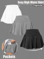 3Pack Dopamine Pockets Tennis Skirts for Women Fitness Skinny Pleated Skirt Outdoors Corset Pockets Shorts High V Waist. 