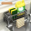 Sponge Holder for Kitchen Sink, Plastic Auto Draining Kitchen Sink Organizer, Sink Caddy with Removable Brush Holder. 