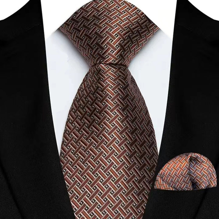 Luxury%208CM%20Tie%20For%20Man%20Suit%20Set%20Paisley%20Floral%20Solid%20Necktie%20Handkerchief%20Set%20Pocket%20Square%20Business%20Wedding%20Party%20Gravat%20-%20Image%202