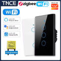 TNCE Tuya US WiFi or zigbee Smart Wall Switch 1/2/3/4 Gang Wire Touch Sensor LED Light Switches Smart Home Alexa  Home. 