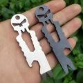 Stainless Steel  EDC Carry-on Pocket Outdoor Multi-function Tool Skull Keychain Screwdriver Crowbar. 